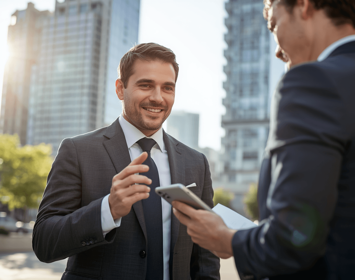 Executive using an iPhone 16 with 128GB of storage for secure communication